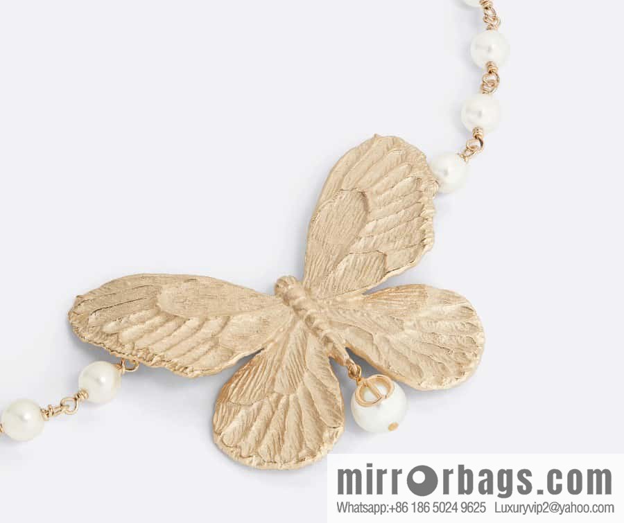 New ☑️ Dior Golden Butterfly Pearl CD Necklace
