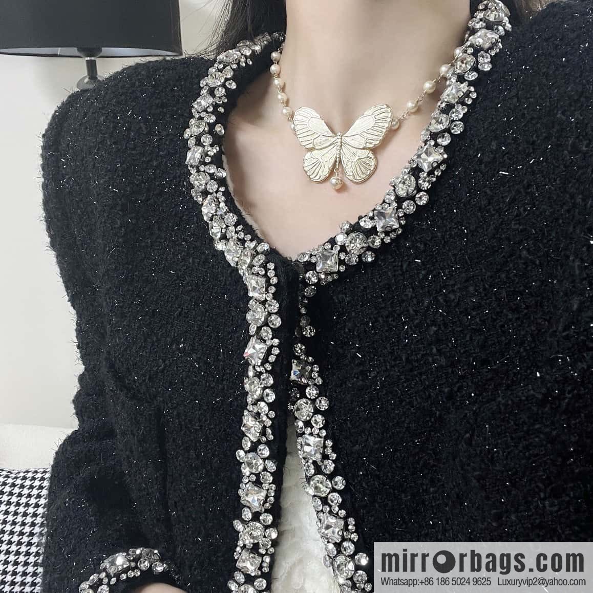 New ☑️ Dior Golden Butterfly Pearl CD Necklace