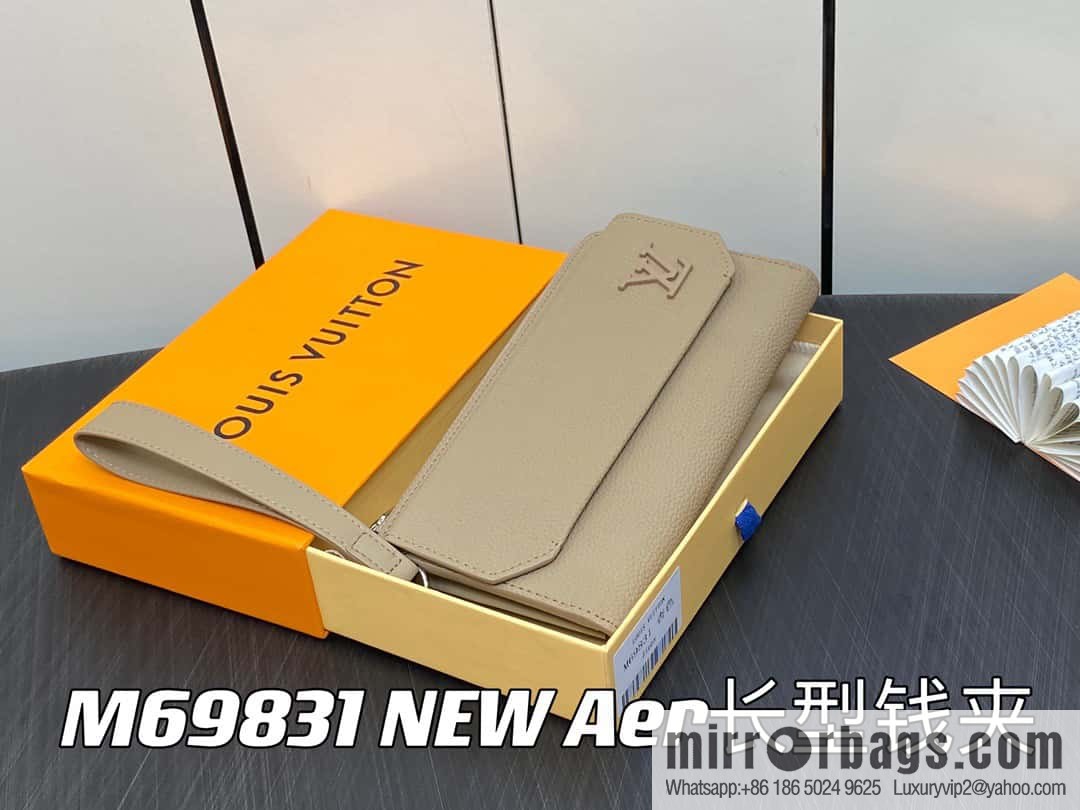 [Premium‑quality] M69831 apricot, full leather clutch bag wallet series NEW Aer long wallet