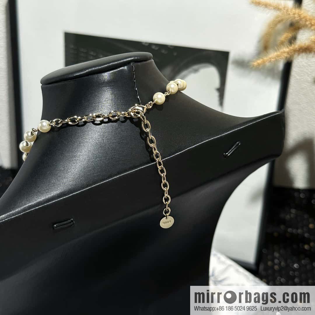 New ☑️ Dior Golden Butterfly Pearl CD Necklace