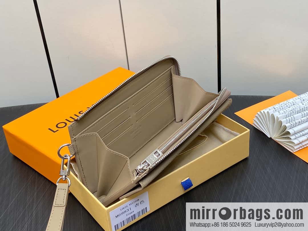 [Premium‑quality] M69831 apricot, full leather clutch bag wallet series NEW Aer long wallet
