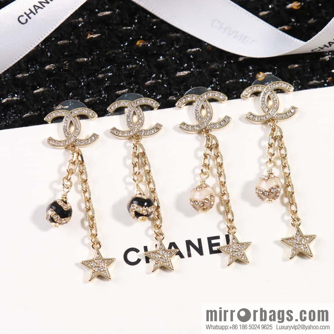 ☀️New ☑️ Chanel C3 double c pearl pentagram earrings ☀️