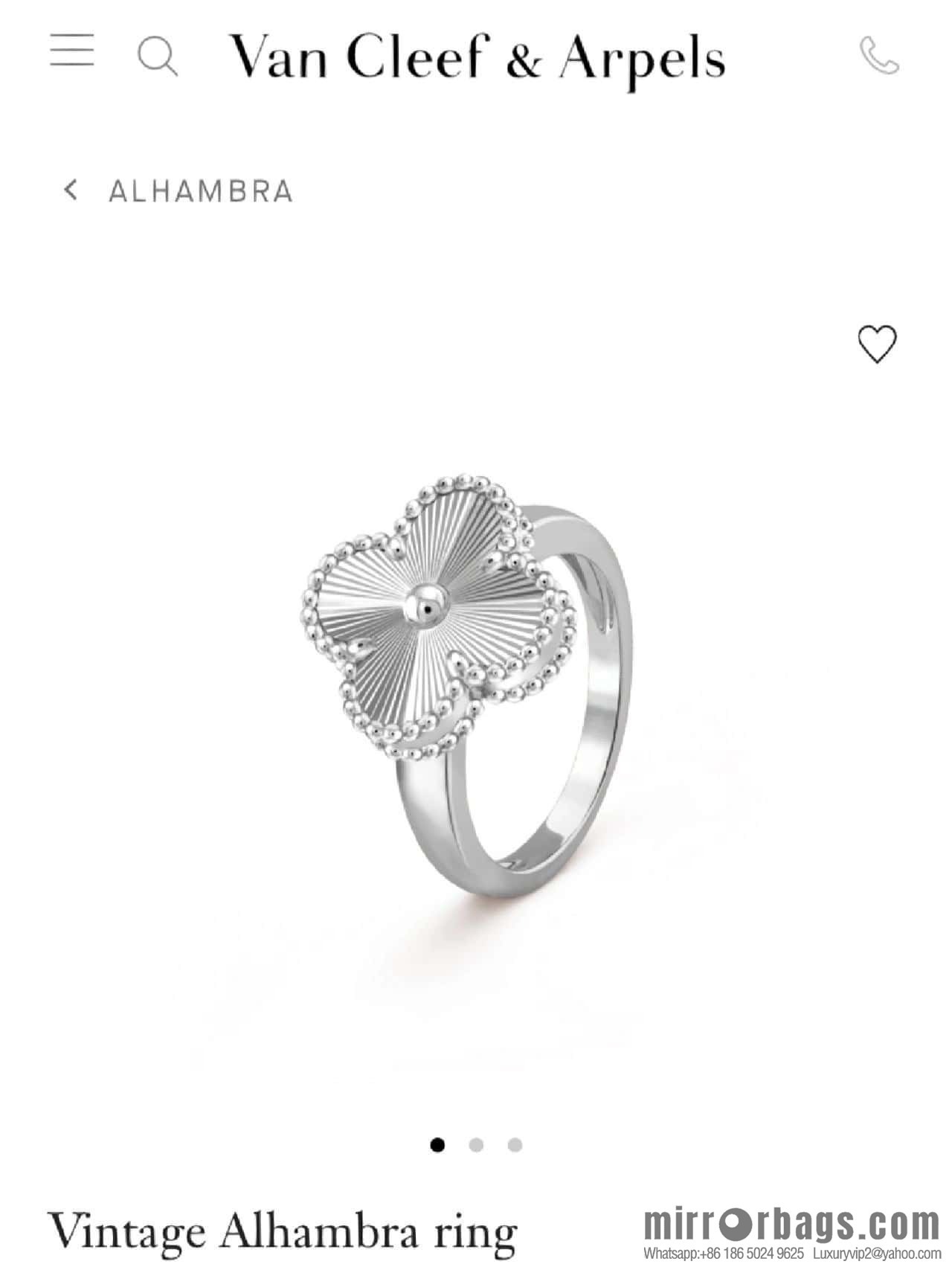☀️Van Cleef & Arpels Vintage Alhambra ring Four-leaf clover white gold laser engraved ring ☀