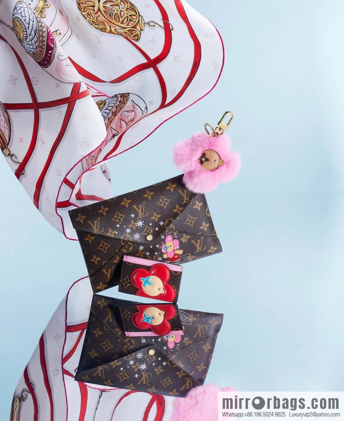 [Boutique‑grade] 2023 Christmas M82655 Christmas model, silk screen three-piece series Kirigami Pochette clutch bag