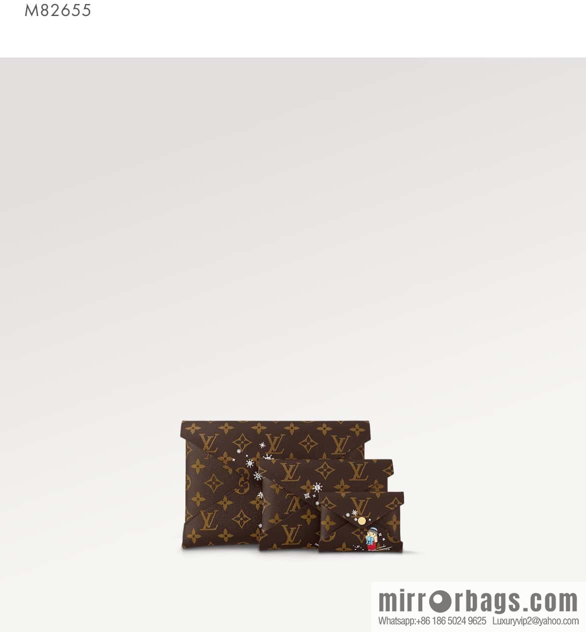 [Boutique‑grade] 2023 Christmas M82655 Christmas model, silk screen three-piece series Kirigami Pochette clutch bag