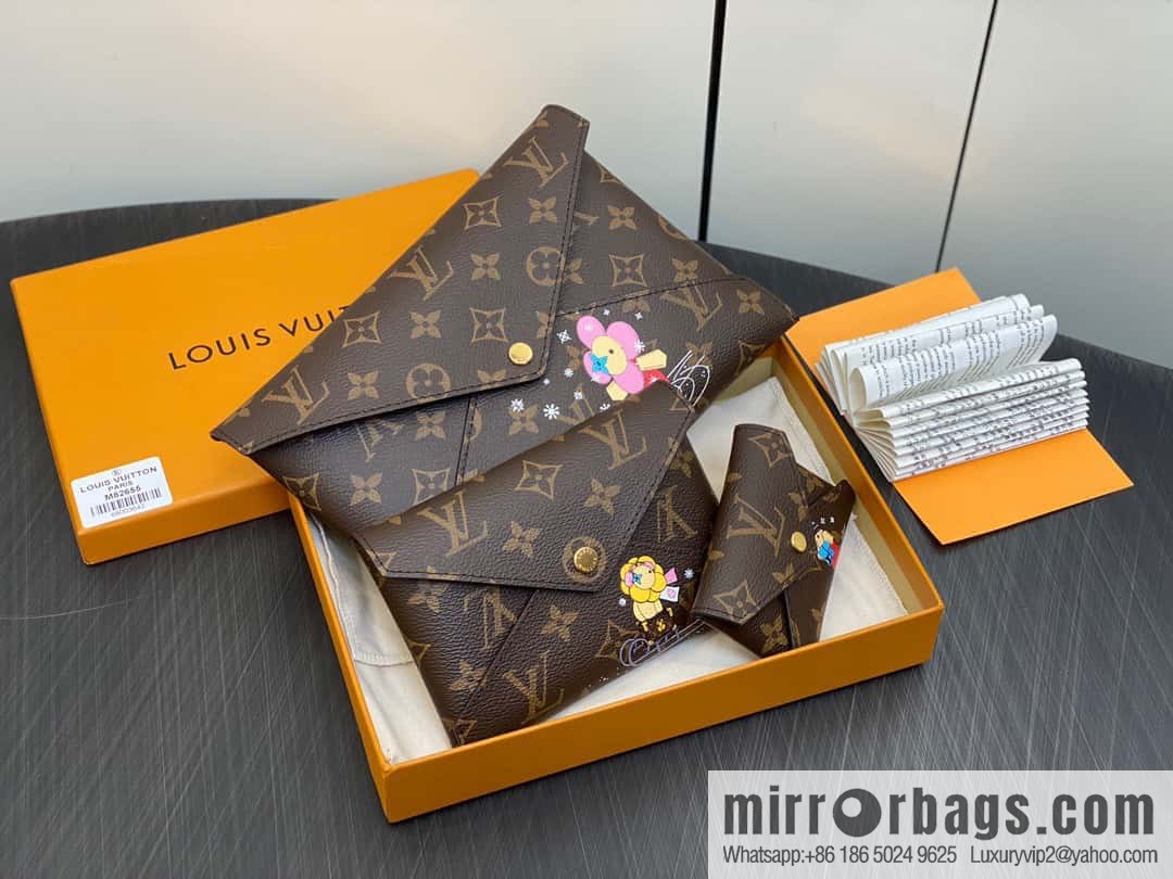 [Boutique‑grade] 2023 Christmas M82655 Christmas model, silk screen three-piece series Kirigami Pochette clutch bag