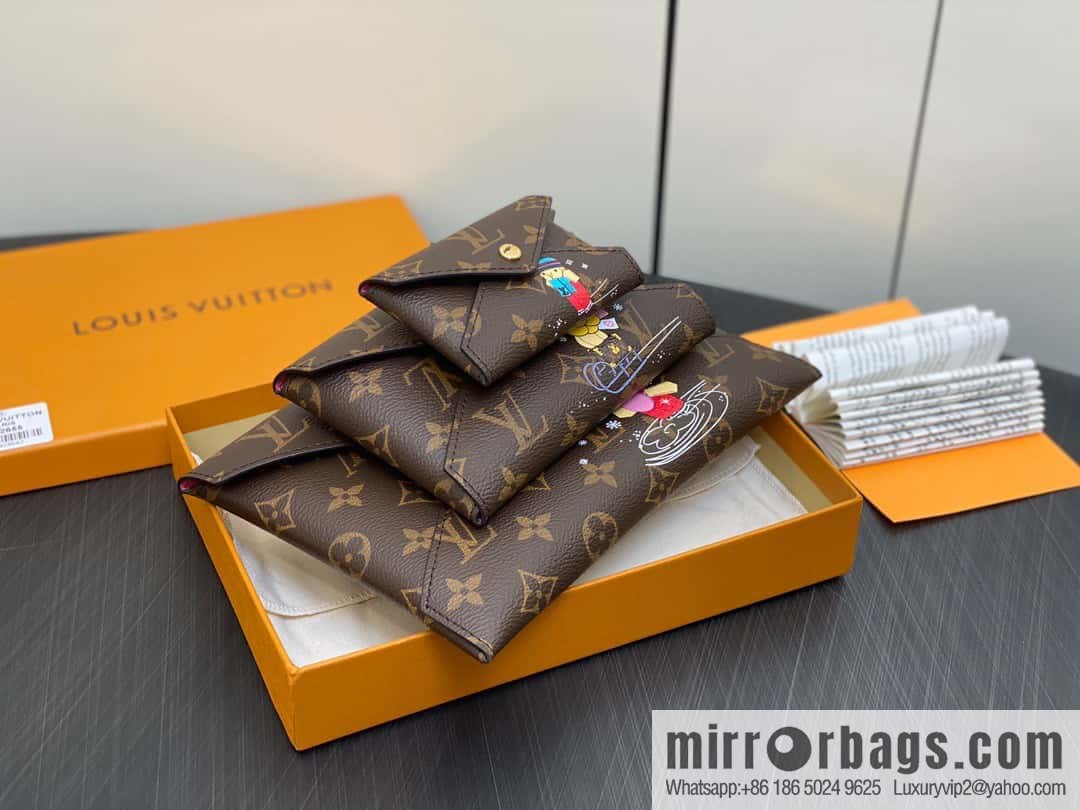 [Boutique‑grade] 2023 Christmas M82655 Christmas model, silk screen three-piece series Kirigami Pochette clutch bag