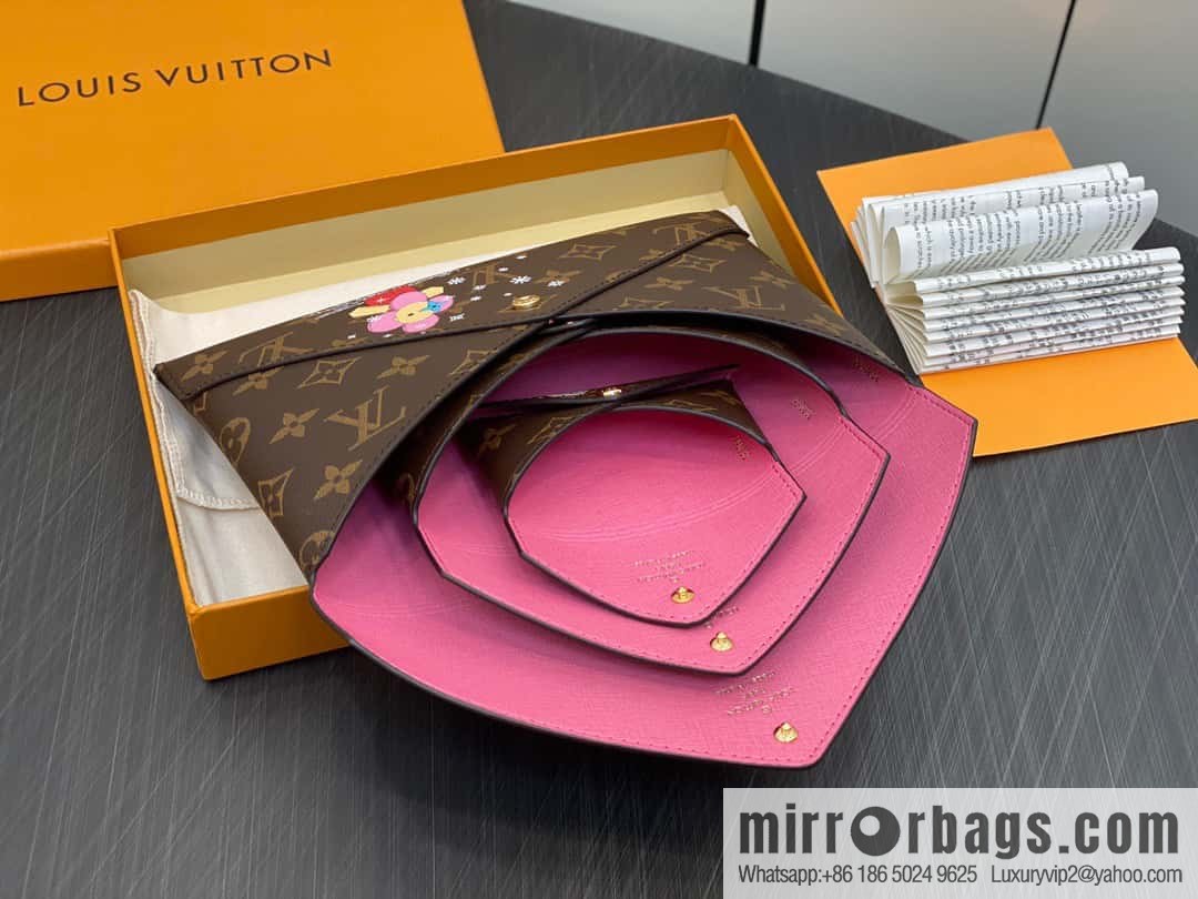 [Boutique‑grade] 2023 Christmas M82655 Christmas model, silk screen three-piece series Kirigami Pochette clutch bag