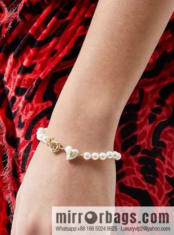 New ☑️ Vivienne Westwood Queen Mother peach heart love Saturn pearl bracelet