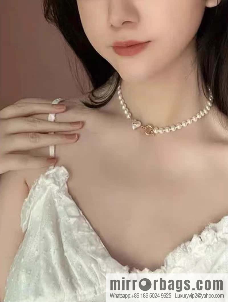 New ☑️ Vivienne Westwood Queen Mother peach heart love Saturn pearl necklace