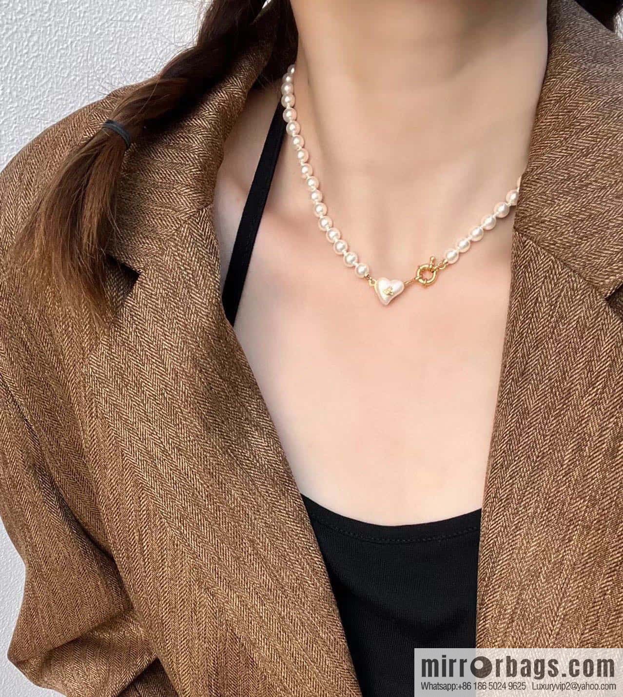 New ☑️ Vivienne Westwood Queen Mother peach heart love Saturn pearl necklace