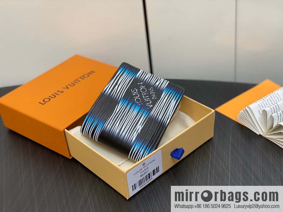 [Premium‑quality] M82821 plaid full leather suit wallet series, autumn and winter new Slender short clip