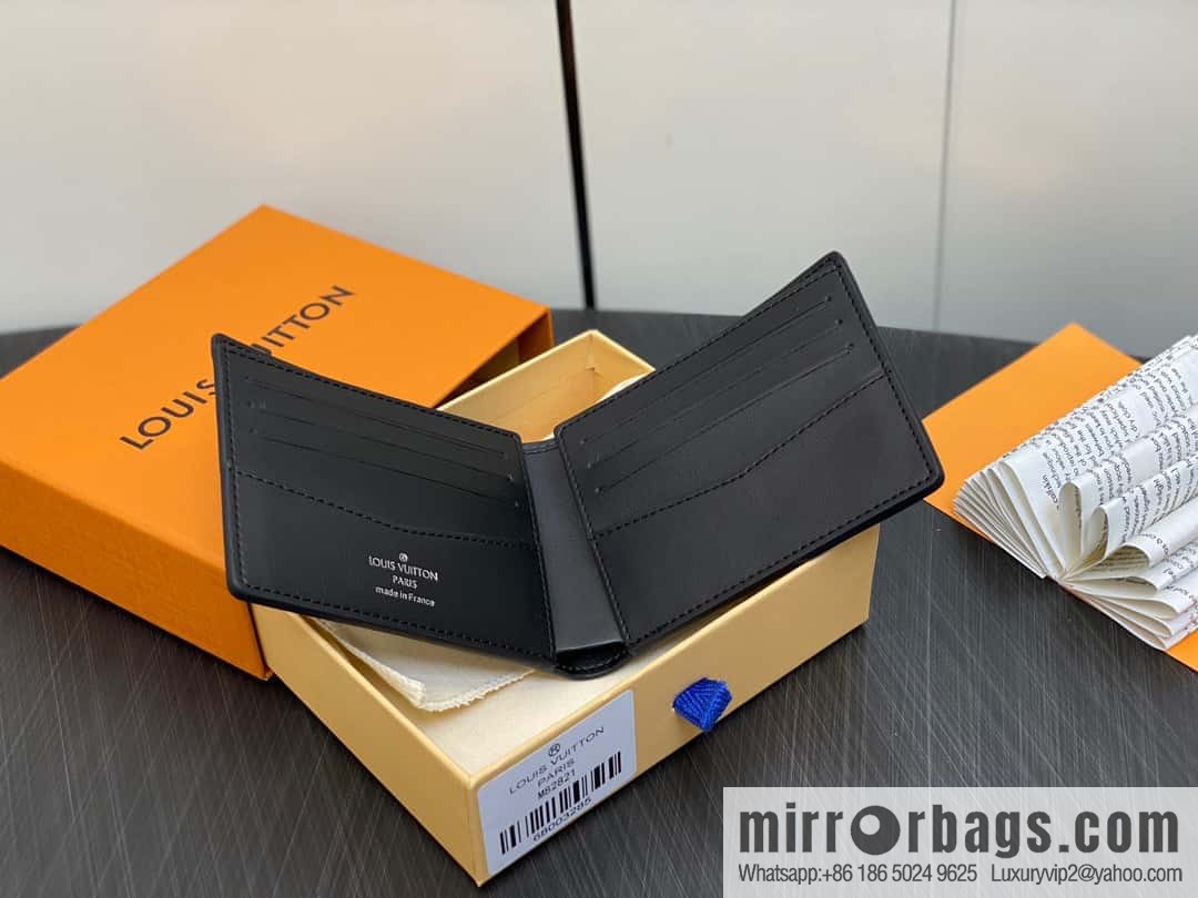 [Premium‑quality] M82821 plaid full leather suit wallet series, autumn and winter new Slender short clip