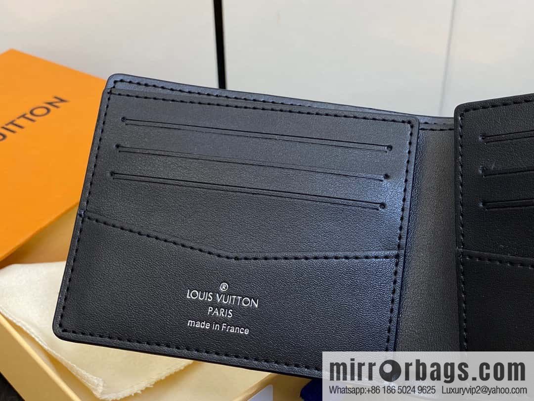 [Premium‑quality] M82821 plaid full leather suit wallet series, autumn and winter new Slender short clip