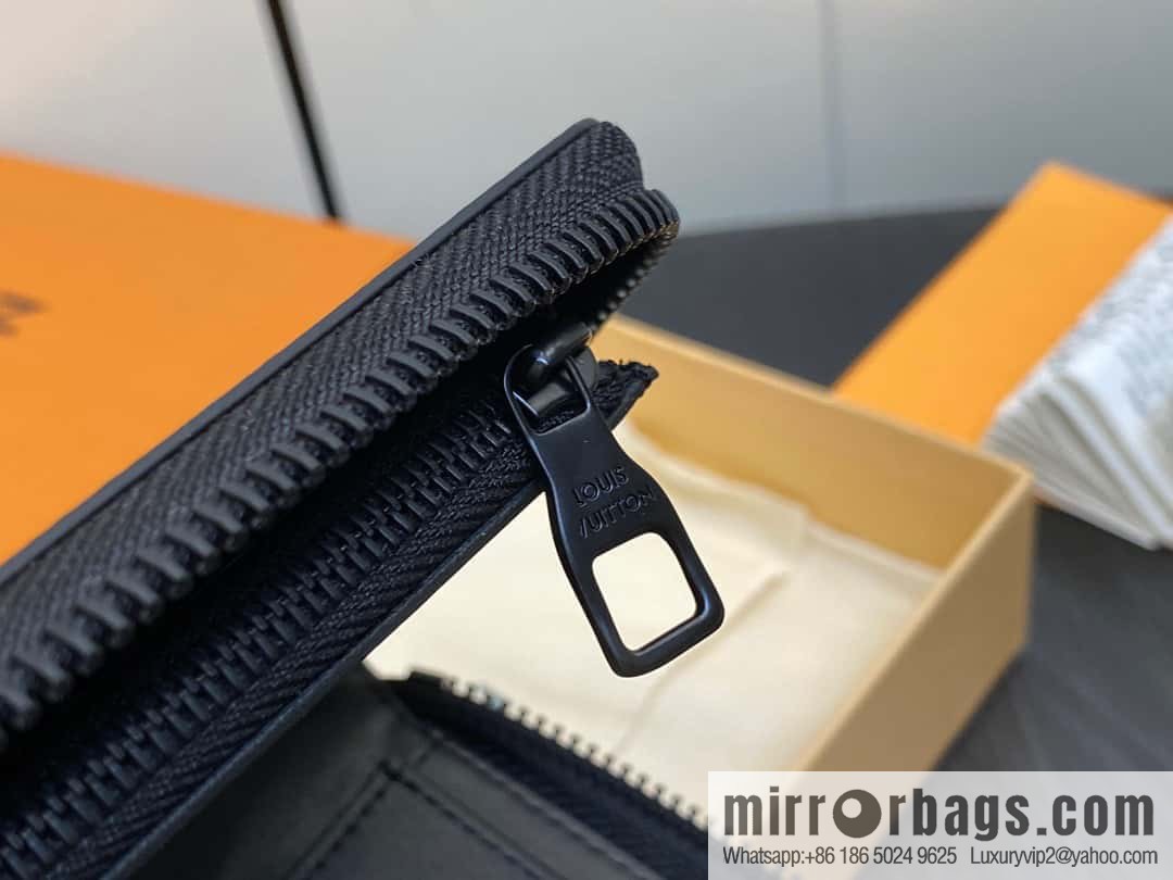 [Premium‑quality] M82820 plaid full leather single zipper wallet series, autumn and winter new single pull Brazza wallet