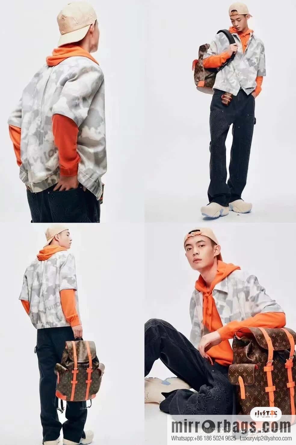 [Boutique‑grade] M46814 monogram orange backpack series CHRISTOPHER medium backpack
