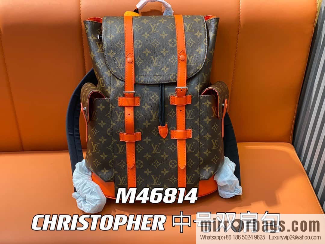 [Boutique‑grade] M46814 monogram orange backpack series CHRISTOPHER medium backpack