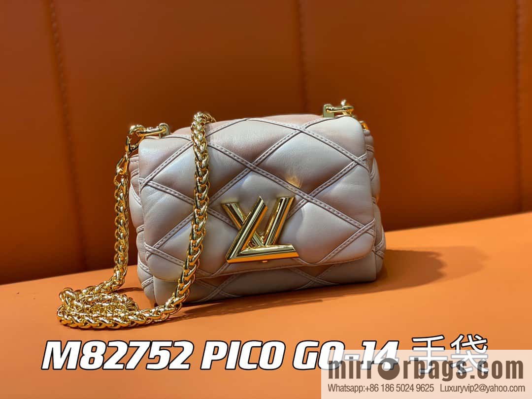 [Boutique‑grade] M82752 apricot M23526 full leather chain bag series PICO GO-14 handbag