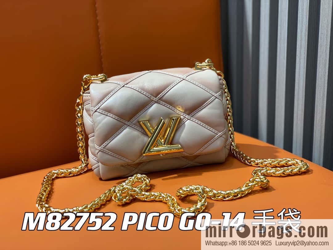 [Boutique‑grade] M82752 apricot M23526 full leather chain bag series PICO GO-14 handbag