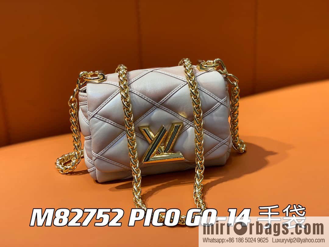 [Boutique‑grade] M82752 apricot M23526 full leather chain bag series PICO GO-14 handbag