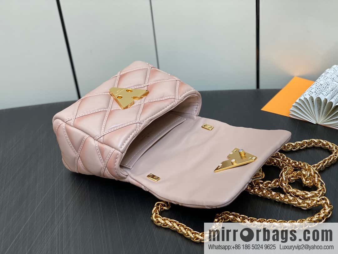[Boutique‑grade] M82752 apricot M23526 full leather chain bag series PICO GO-14 handbag