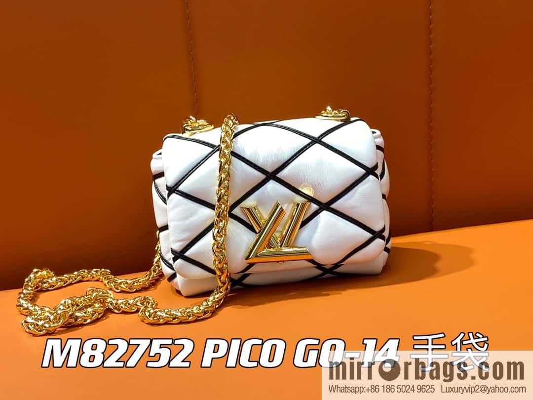 [Boutique‑grade] M82752 white M23526 M23762 full leather chain bag series PICO GO-14 handbag