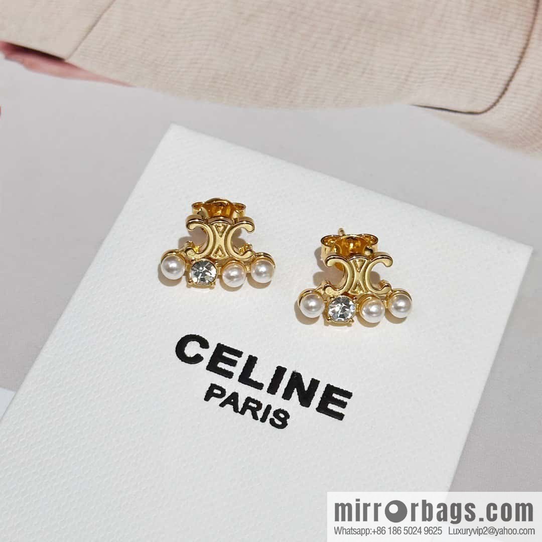 ❗️New ❗️ ☀️ original order ☀️ new ☑️ Celine Celine simple style Arc de Triomphe pearl stud earrings ☀️