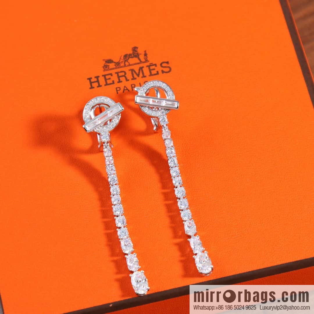 ❤️New ☑️ Hermès HERMES full diamond OT stud earrings
