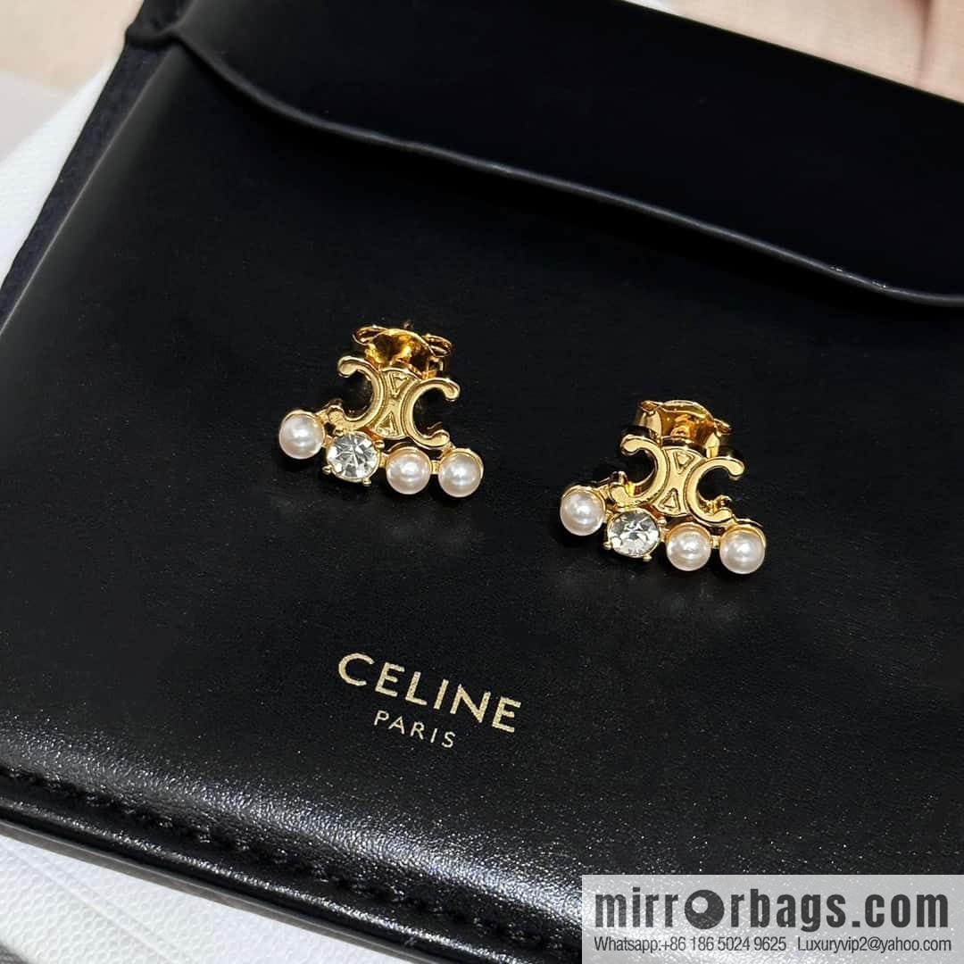 ❗️New ❗️ ☀️ original order ☀️ new ☑️ Celine Celine simple style Arc de Triomphe pearl stud earrings ☀️