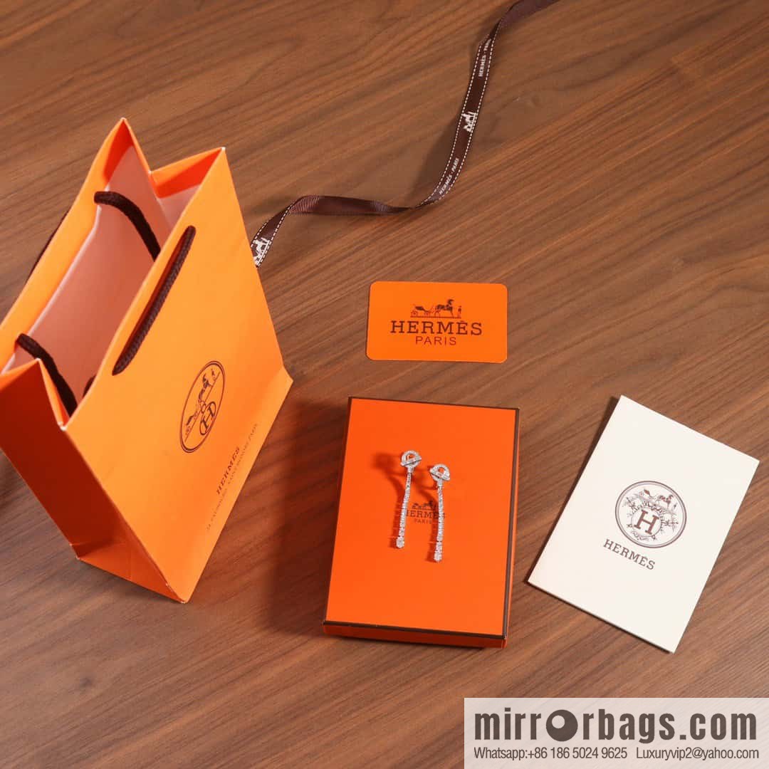 ❤️New ☑️ Hermès HERMES full diamond OT stud earrings