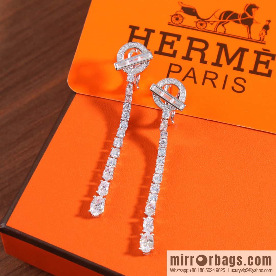 ❤️New ☑️ Hermès HERMES full diamond OT stud earrings