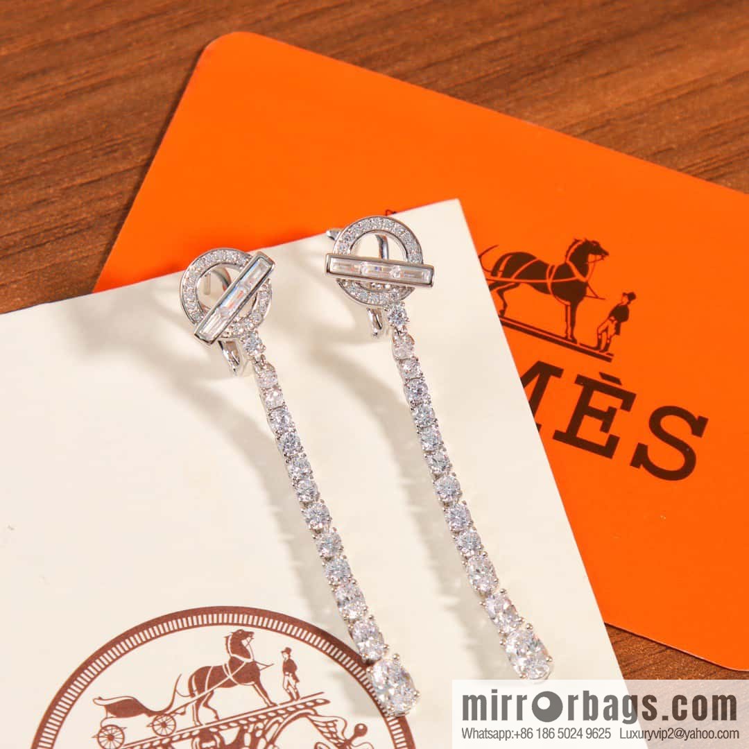 ❤️New ☑️ Hermès HERMES full diamond OT stud earrings