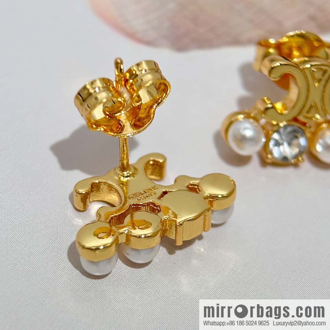 ❗️New ❗️ ☀️ original order ☀️ new ☑️ Celine Celine simple style Arc de Triomphe pearl stud earrings ☀️