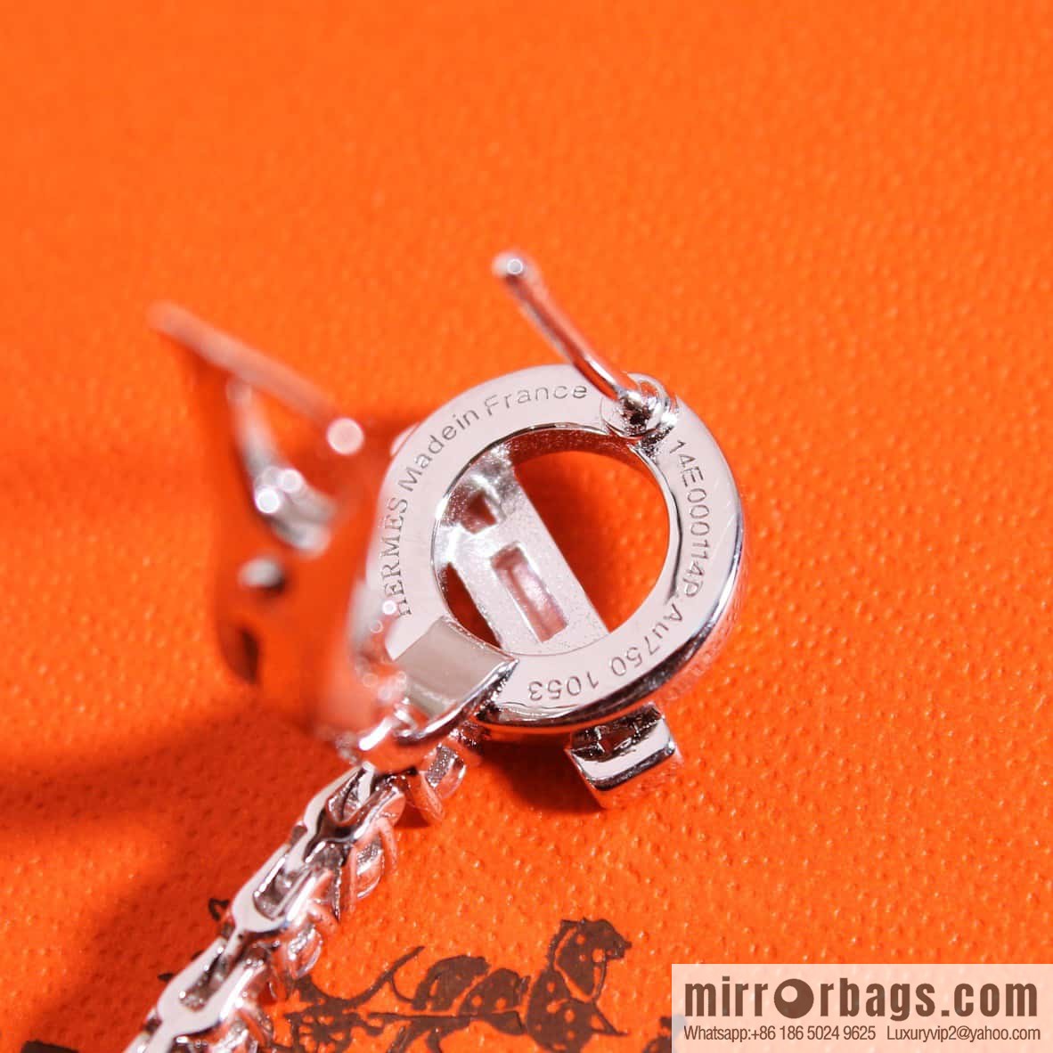 ❤️New ☑️ Hermès HERMES full diamond OT stud earrings