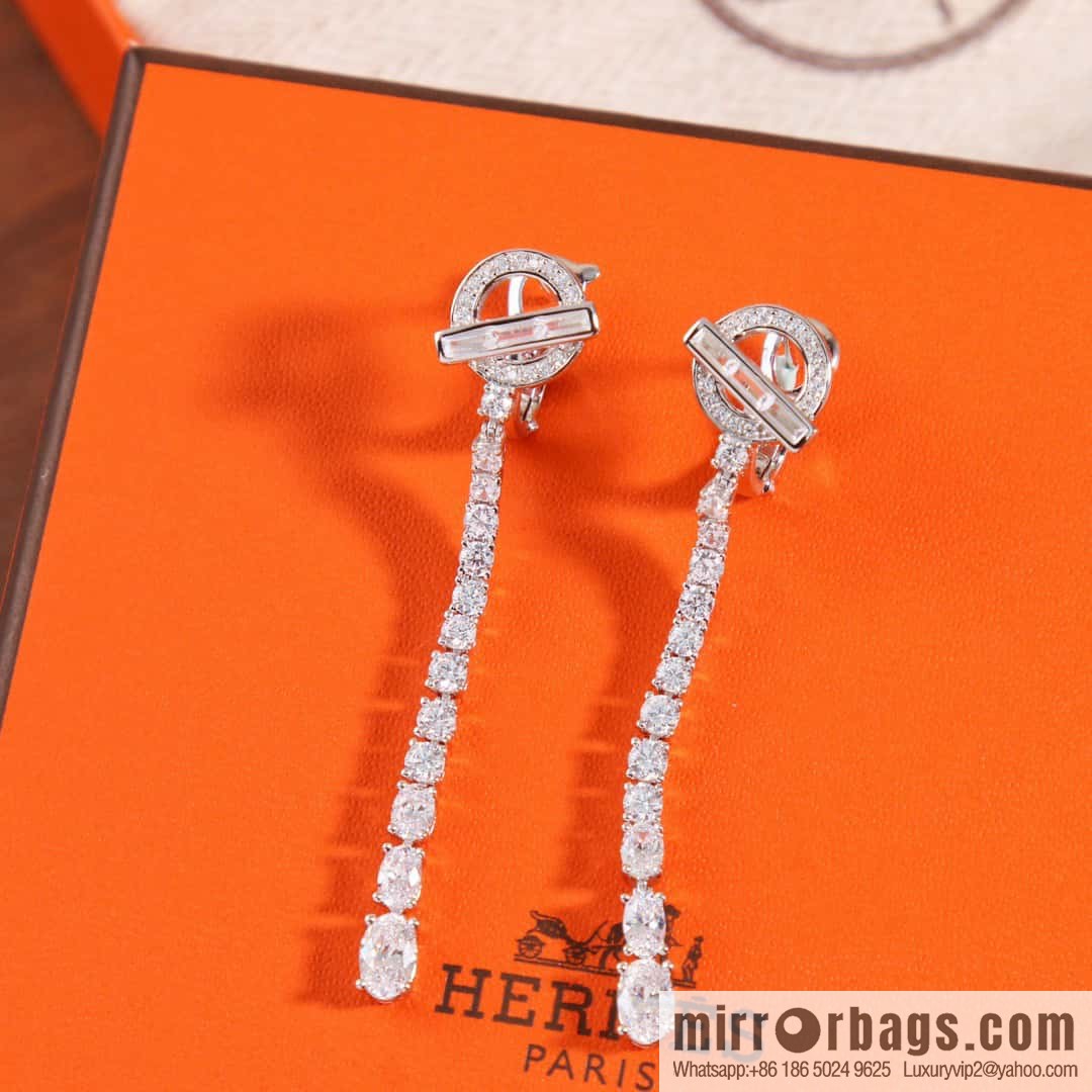 ❤️New ☑️ Hermès HERMES full diamond OT stud earrings