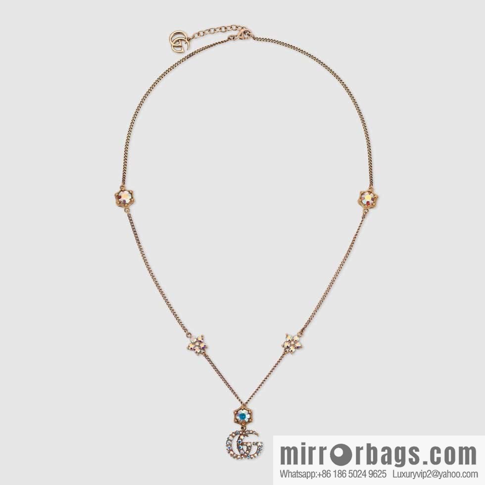 ☀️New Gucci Gucci Double G Full Diamond Pentagram Necklace ☀️