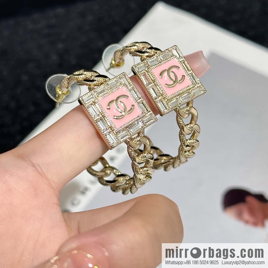 ❗️New ❗️☀️ New ☑️ Chanel Double C Square Oil Drip Semicircular Earrings Earrings ☀️