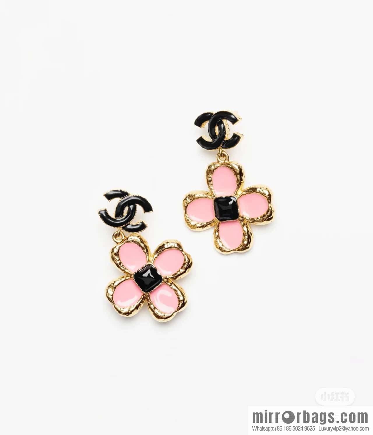 ☀️New ☑️ chanel c2 double c four-leaf clover earrings ☀️