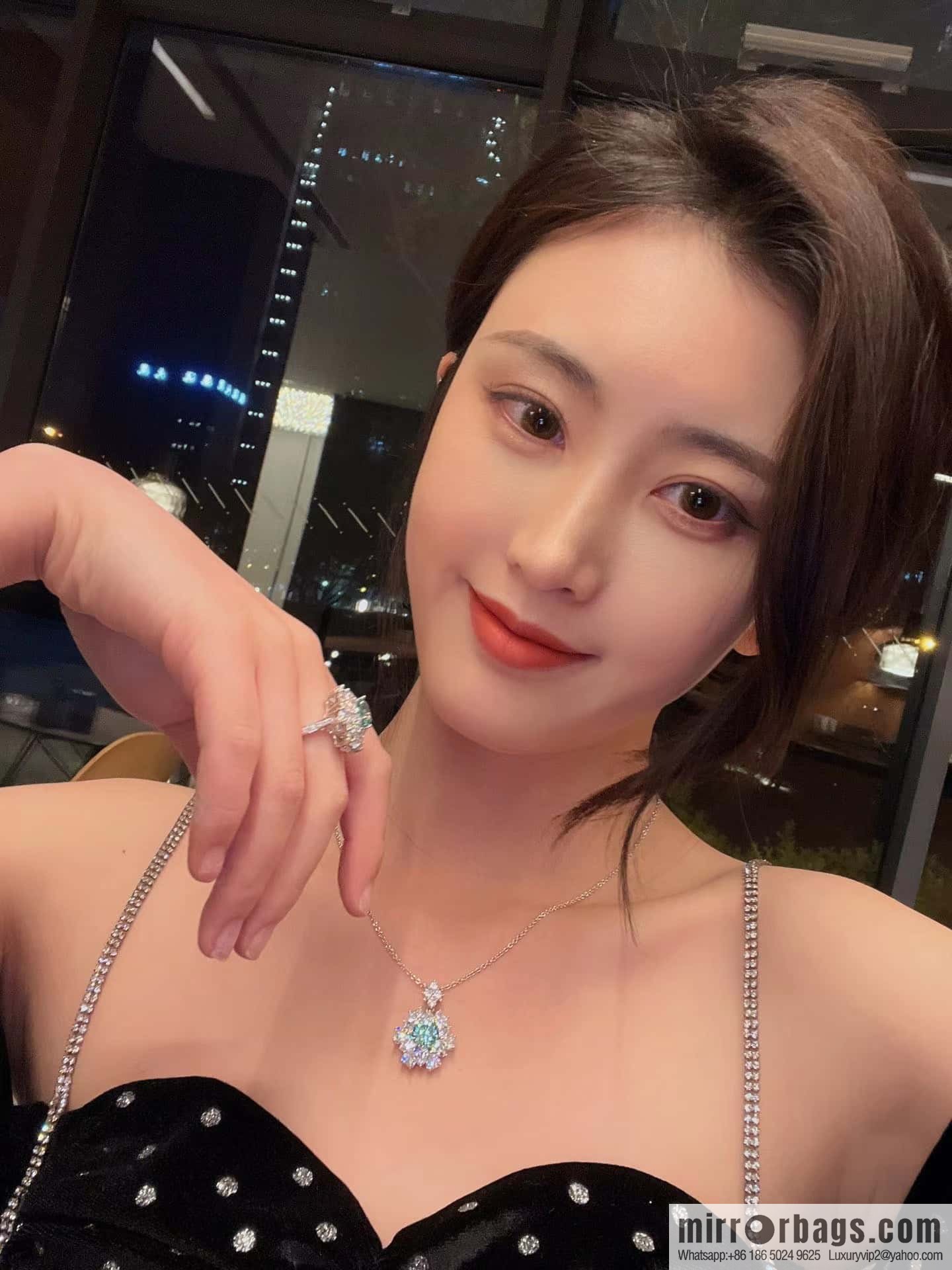 [High-end] Tiffany Paraiba Fireworks Snowflake Cut Necklace Ring