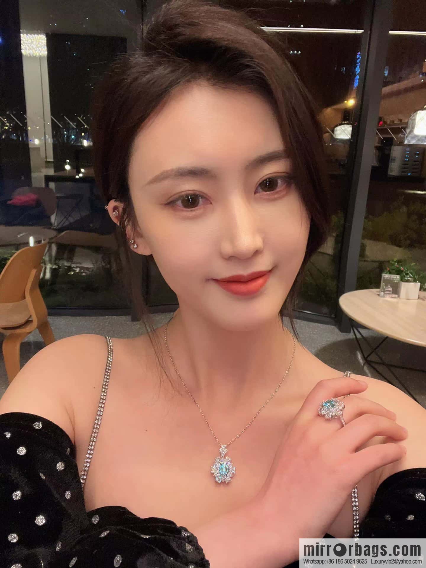 [High-end] Tiffany Paraiba Fireworks Snowflake Cut Necklace Ring