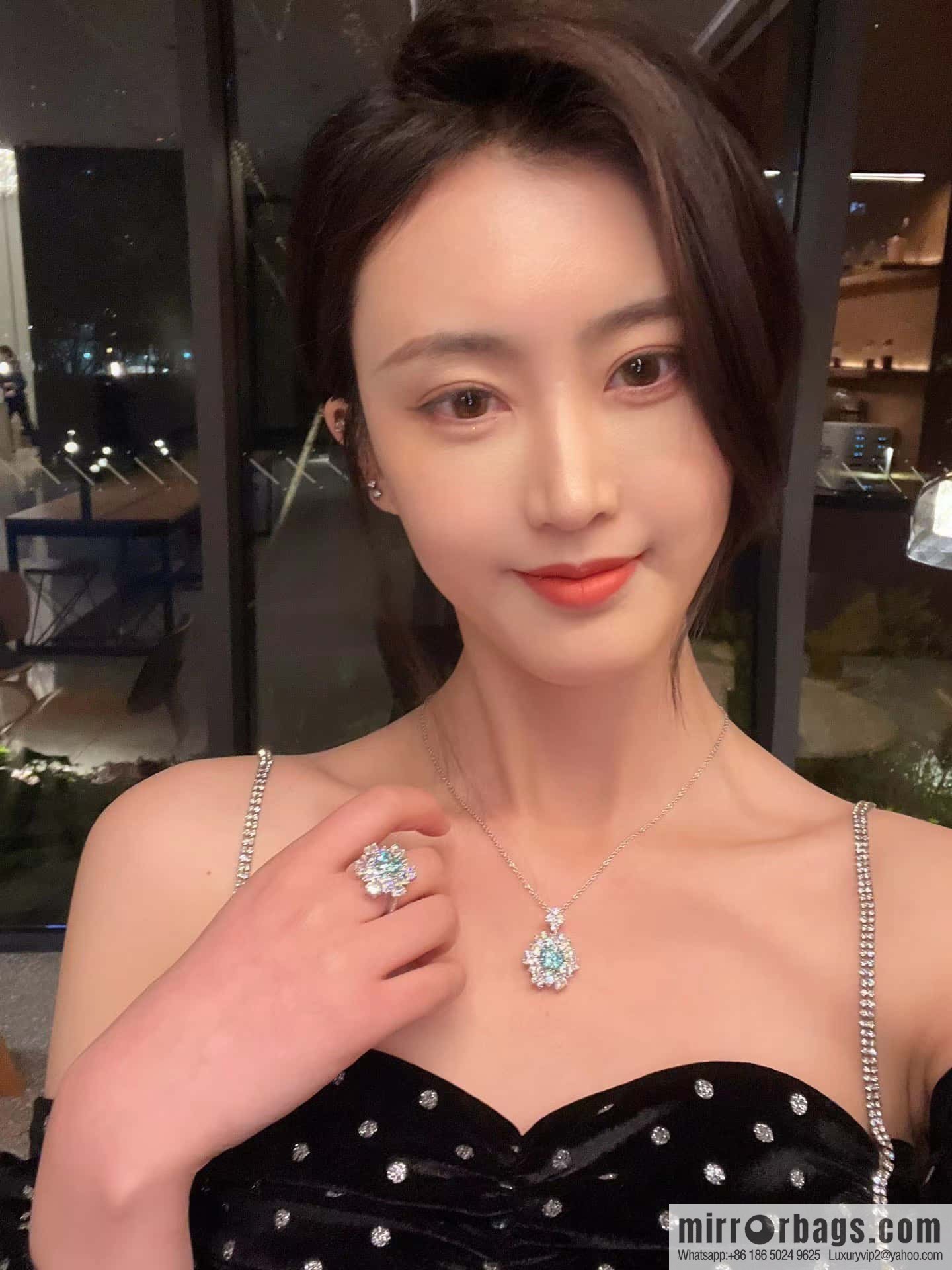 [High-end] Tiffany Paraiba Fireworks Snowflake Cut Necklace Ring