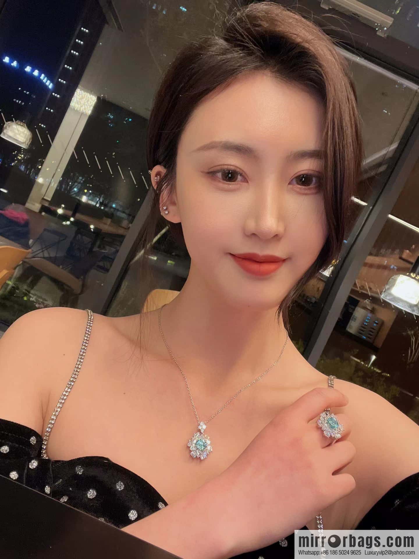 [High-end] Tiffany Paraiba Fireworks Snowflake Cut Necklace Ring