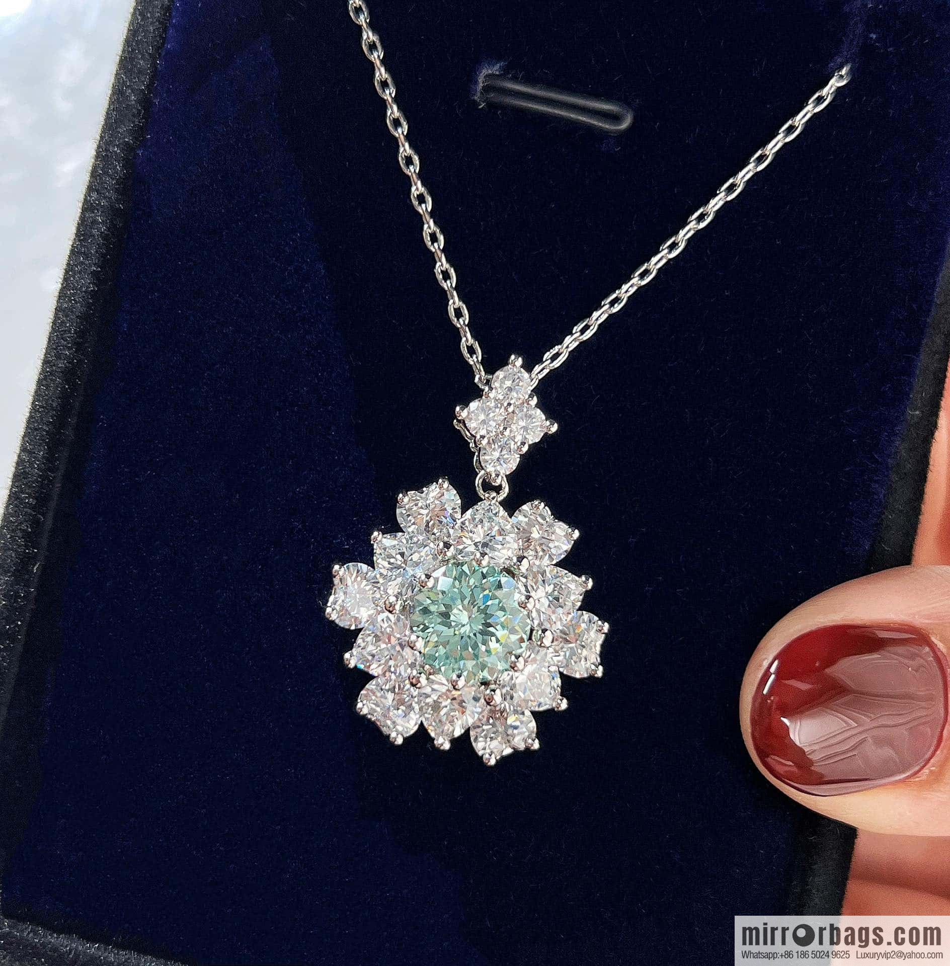 [High-end] Tiffany Paraiba Fireworks Snowflake Cut Necklace Ring