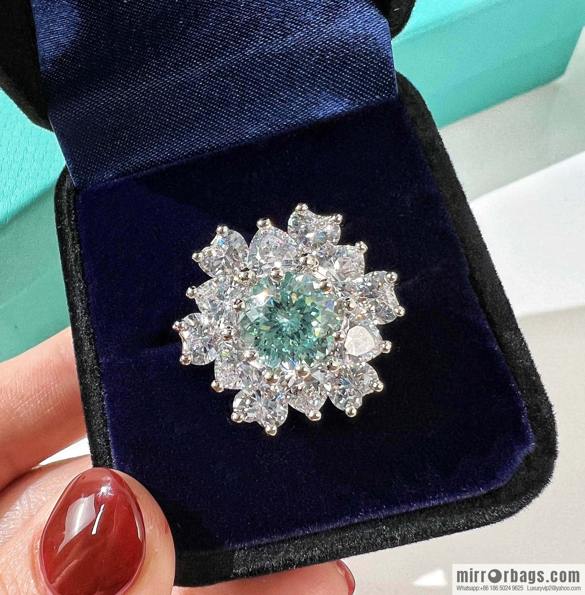 [High-end] Tiffany Paraiba Fireworks Snowflake Cut Necklace Ring