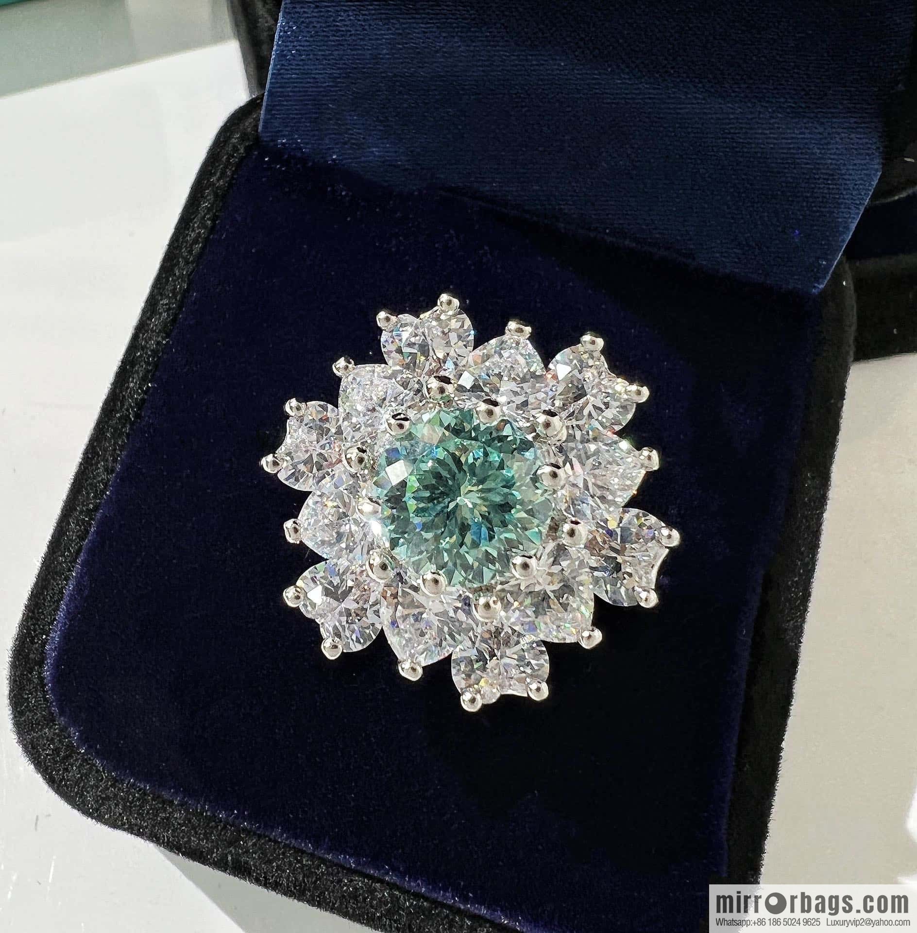 [High-end] Tiffany Paraiba Fireworks Snowflake Cut Necklace Ring