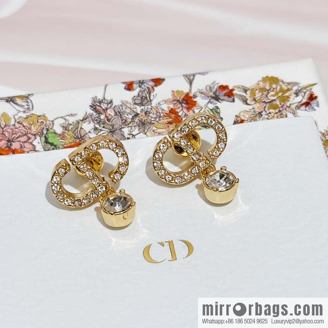 New ☑️ Dior full diamond CD necklace earrings stud earrings