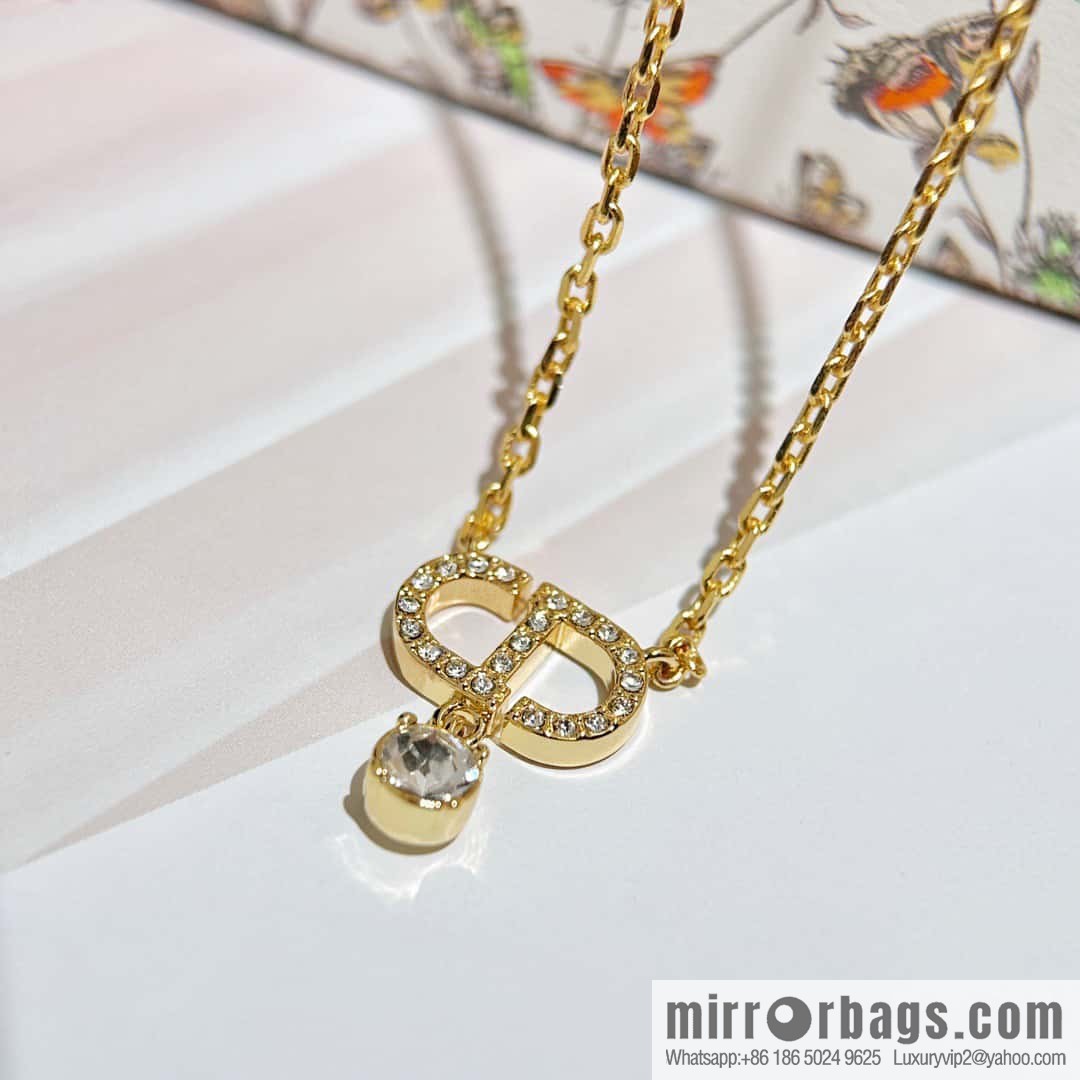 New ☑️ Dior full diamond CD necklace earrings stud earrings