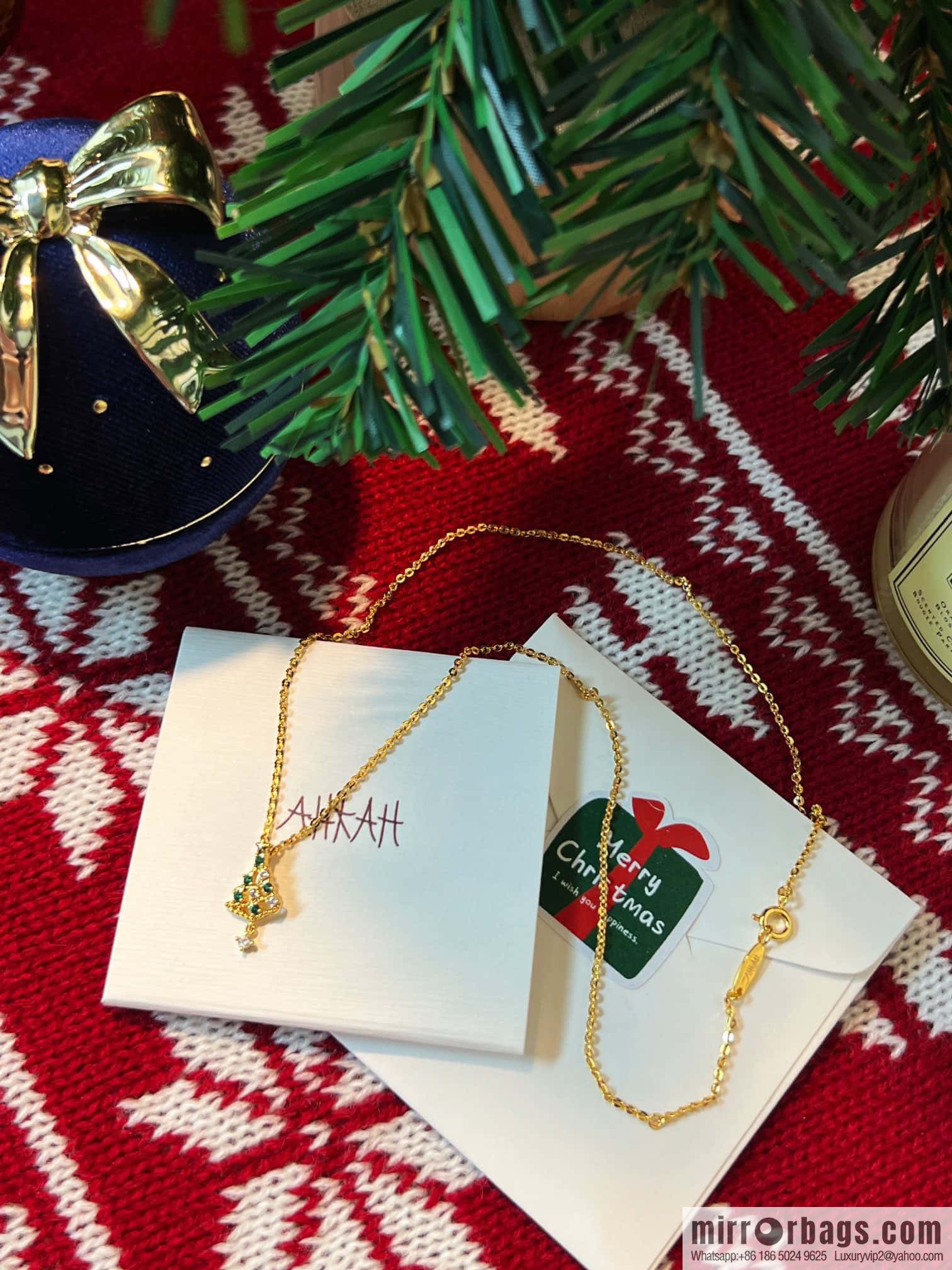 🎄Christmas gift 🎁 new ☑️ AHKAH bell 🔔 Christmas tree 🎄 gingerbread man necklace