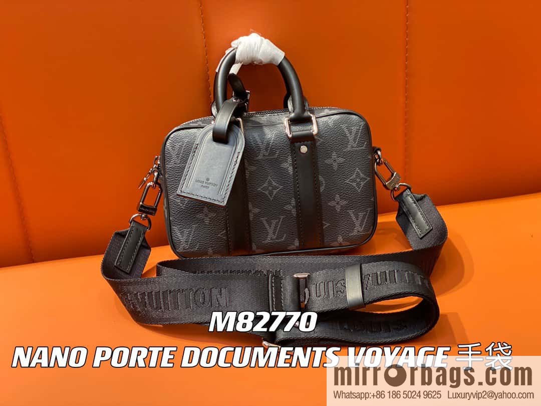 [Boutique‑grade] M82770 black flower mini men's bag briefcase series NANO PORTE DOCUMENTS VOYAGE handbag