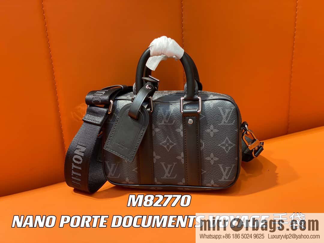 [Boutique‑grade] M82770 black flower mini men's bag briefcase series NANO PORTE DOCUMENTS VOYAGE handbag